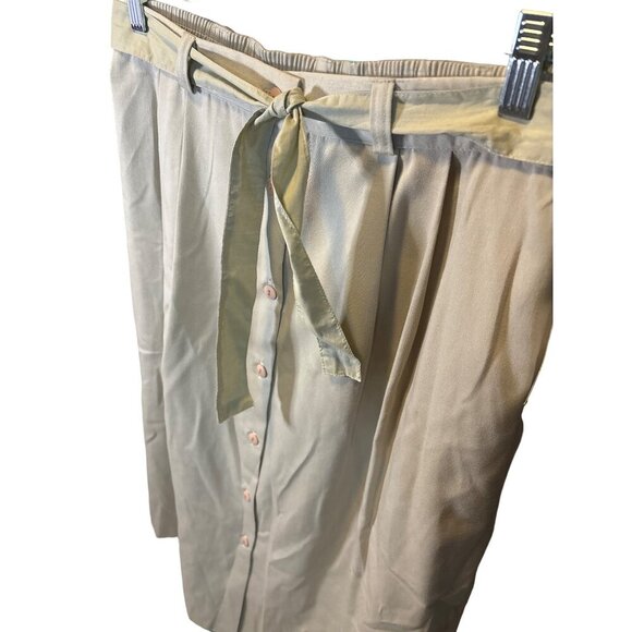 Dyanna B NWT Beige Button Front Maxi Skirt With Waist Belt Tie Size 14 - Picture 4 of 8